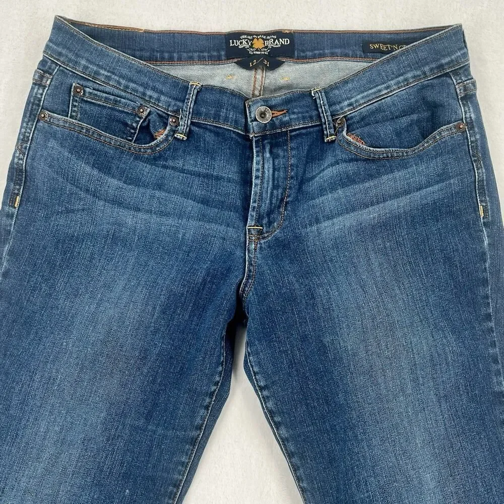 Lucky Brand Jeans Women's 12/31 Sweet' N Crop Blue Denim Stretch Flap Pockets